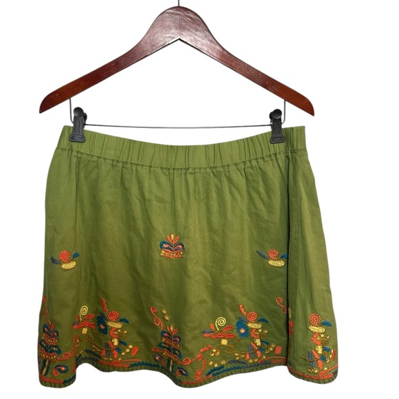 Fossil Green Embellished Skater Mini Skirt - Picture 2 of 6